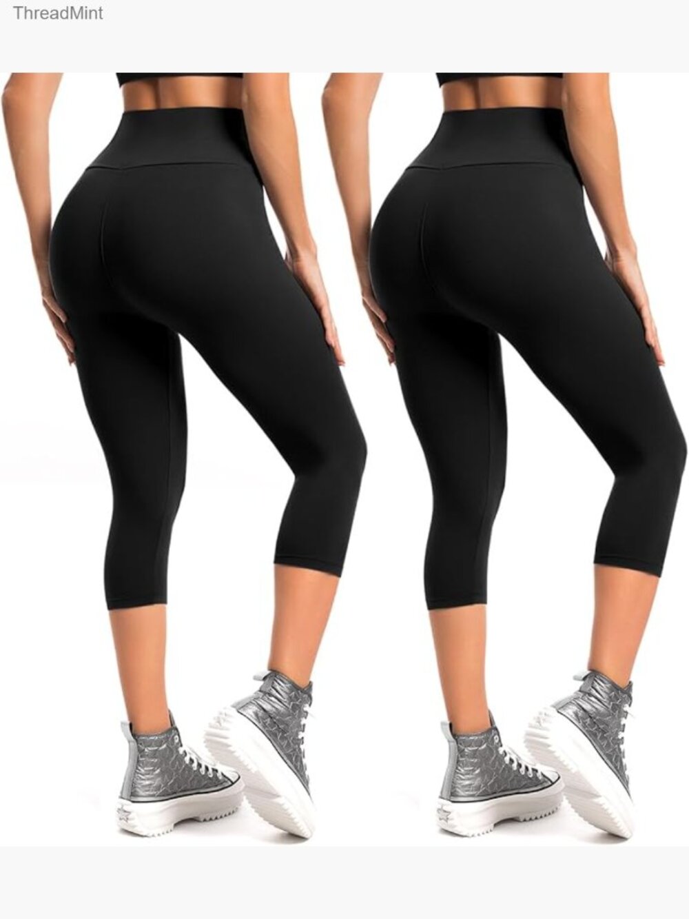 2-Pack High Waisted Capri Leggings Yoga Pants Gym Workout